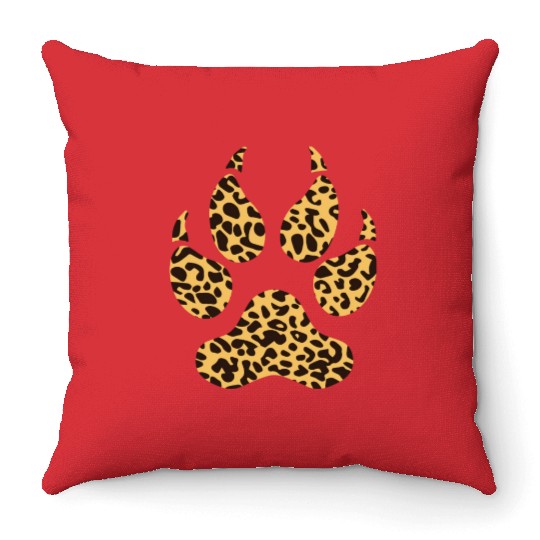 Leopard Paw Funny Jaguar Animal Lover Pawprint Pun Throw Pillows