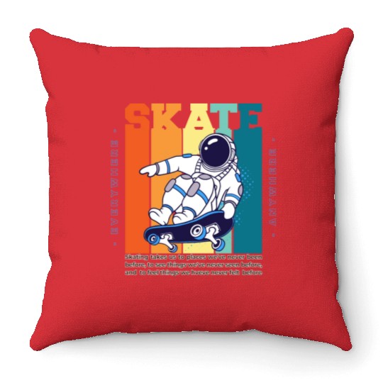 Skateboarding Adventure - Embrace the Thrill Throw Pillows