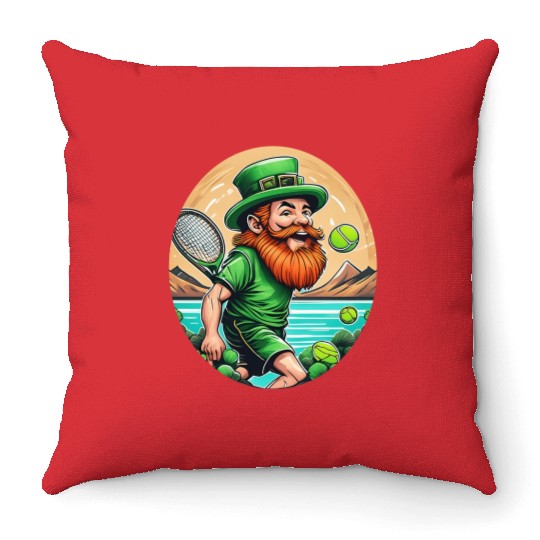St. Patrick's Day Shamrock St Paddy's Day Tennis Throw Pillows