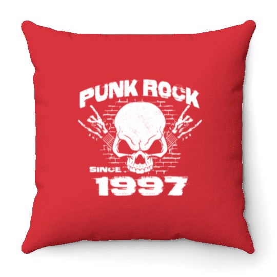 Punk Rock Since 1997 - Skull Rock Hands 27th Throw Pillows