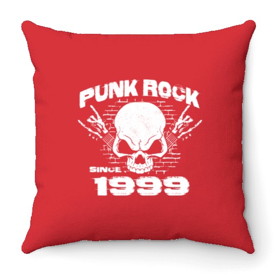Punk Rock Since 1999 - Skull Rock Hands 25th Throw Pillows