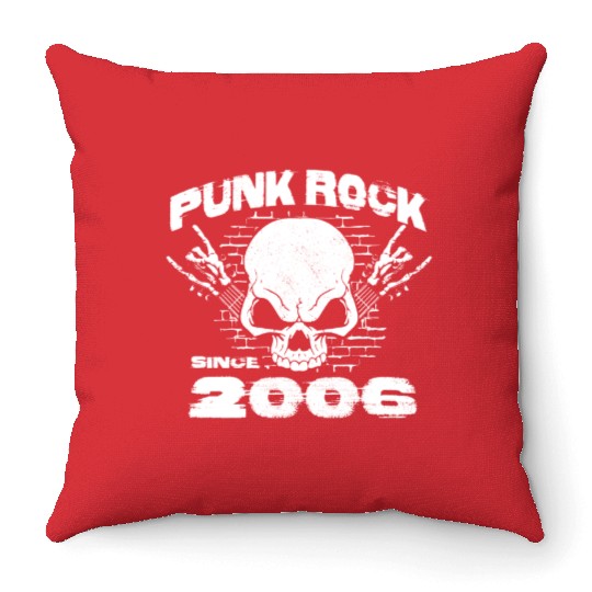 Punk Rock Since 2006 - Skull Rock Hands 18th Throw Pillows