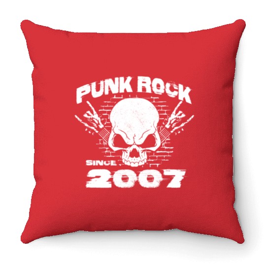 Punk Rock Since 2007 - Skull Rock Hands 17th Throw Pillows