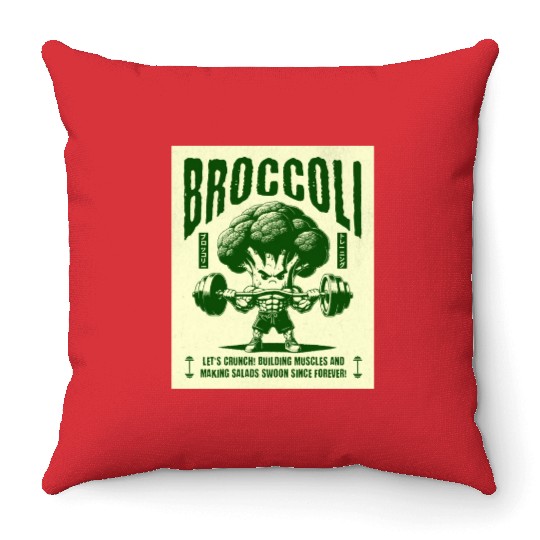 Broccoli fitness. Throw Pillows