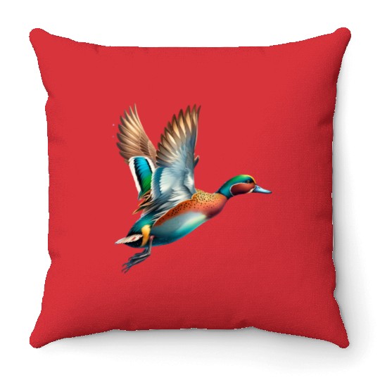 Chestnut Teal in Flight Throw Pillows