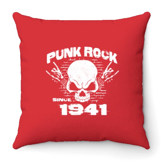 83rd Birthday - Punk Rock Since 1941 Skull Rock Throw Pillows