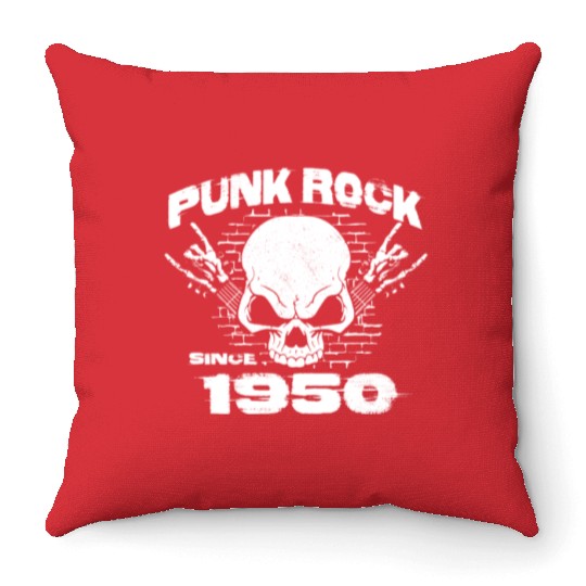 Punk Rock Since 1950 - Skull Rock Hands 74th Throw Pillows