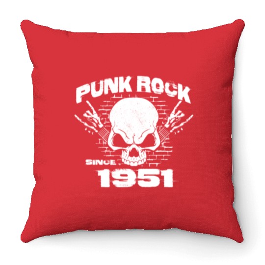 73rd Birthday - Punk Rock Since 1951 Skull Rock Throw Pillows