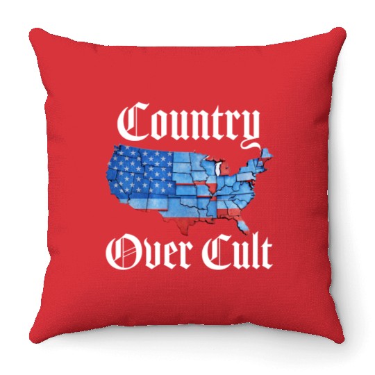 Country Over Cult Throw Pillows