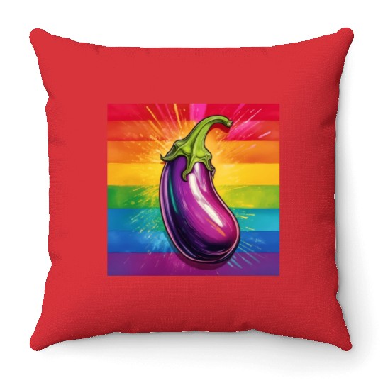 LGBTQ Eggplant Throw Pillows