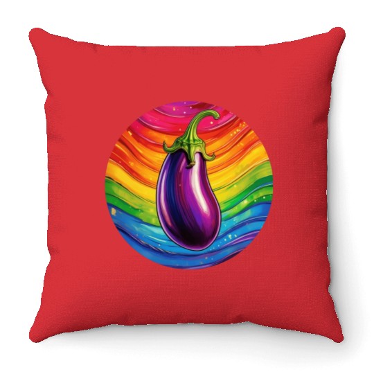 LGBTQ Eggplant Throw Pillows