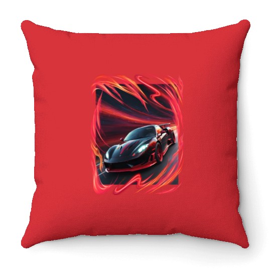 Nice sport car, red storm and effects Throw Pillows