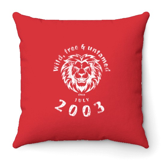 21st birthday Wild, free & untamed since 07/2003 Throw Pillows