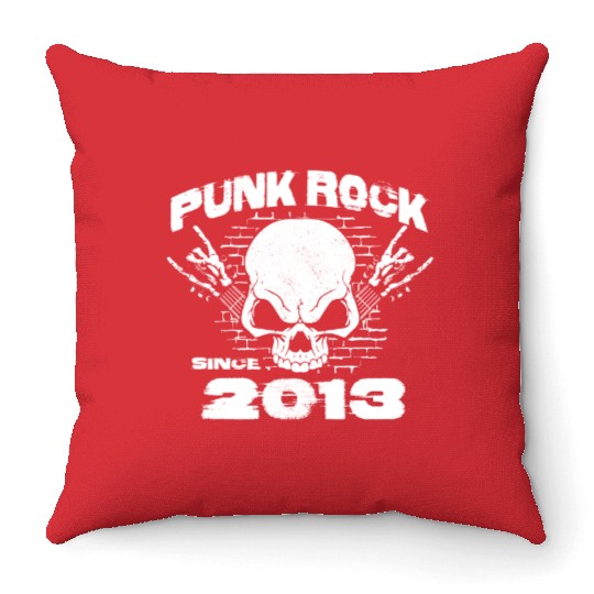 Punk Rock Since 2013 - Skull Rock Hands 11th Throw Pillows