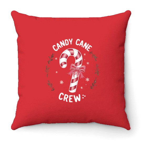 Candy Cane Crew Funny Christmas Candy Lover Xmas Throw Pillows