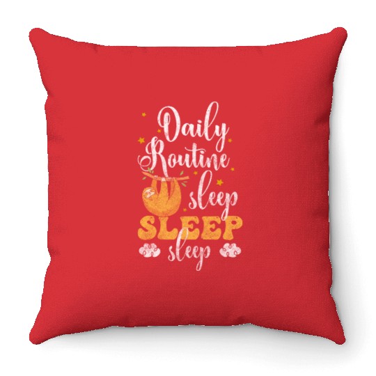 Sleepyhead Dream Grumpy In The Morning Sloth Throw Pillows