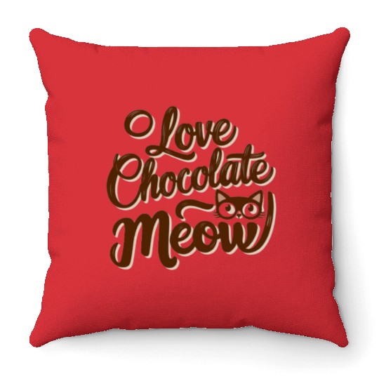 I love chocolate & cats Throw Pillows