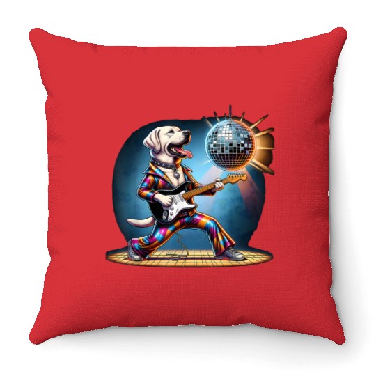 Disco Labrador Retriever dog Throw Pillows