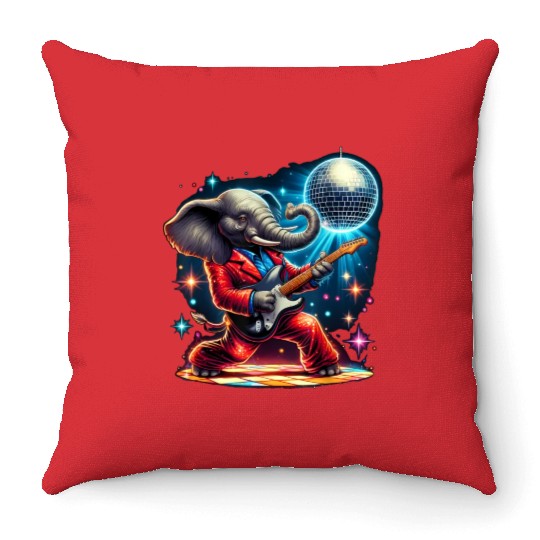Disco Ball Guitar Elephant Throw Pillows