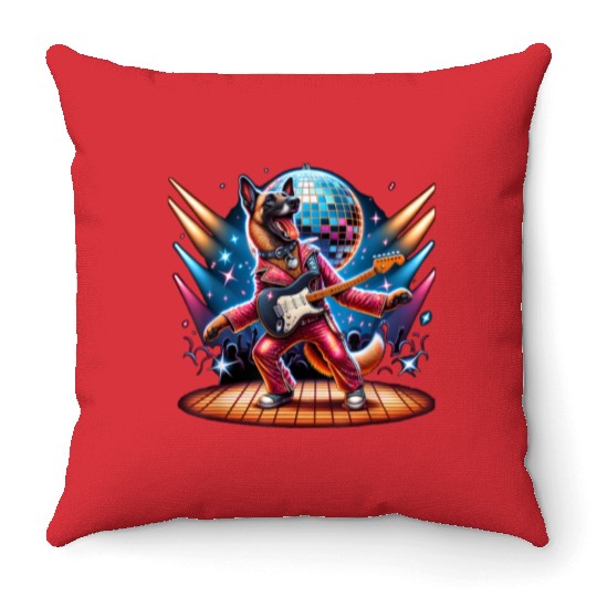 Disco Belgian Malinois dog Throw Pillows