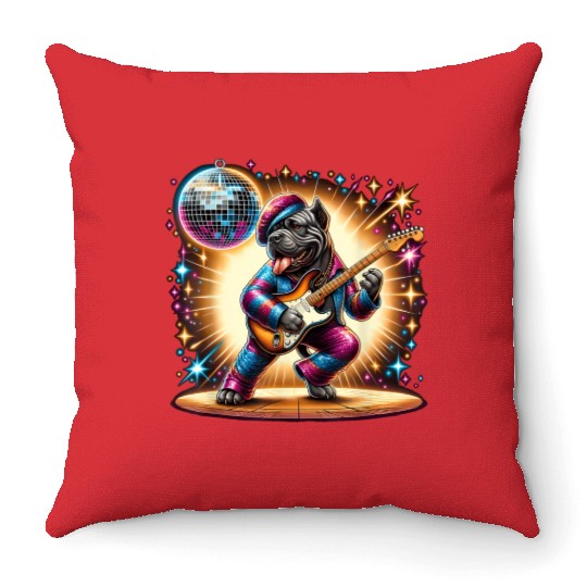 Disco Cane Corso dog Throw Pillows