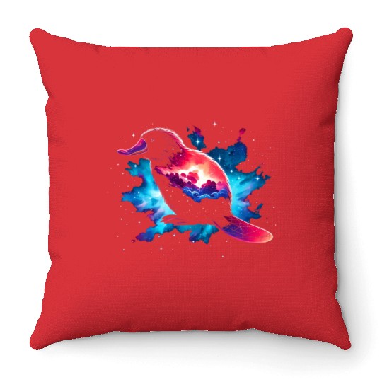 Cool Platypus Galaxy Space Art Throw Pillows