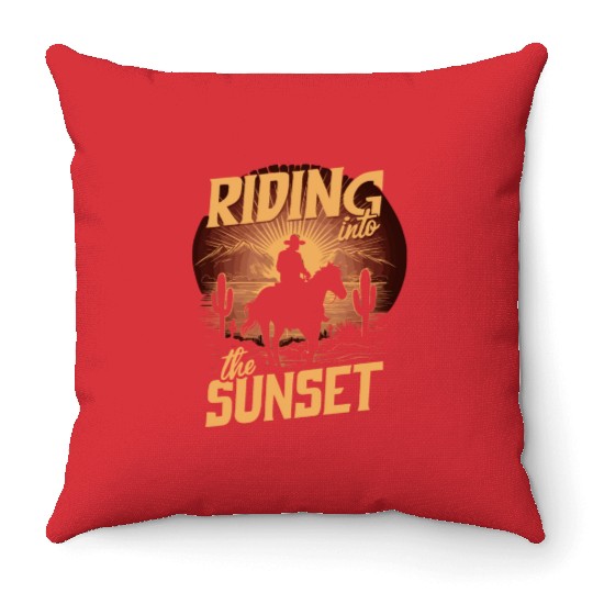 Cowboy Lifestyle Western Theme with Horses and Throw Pillows