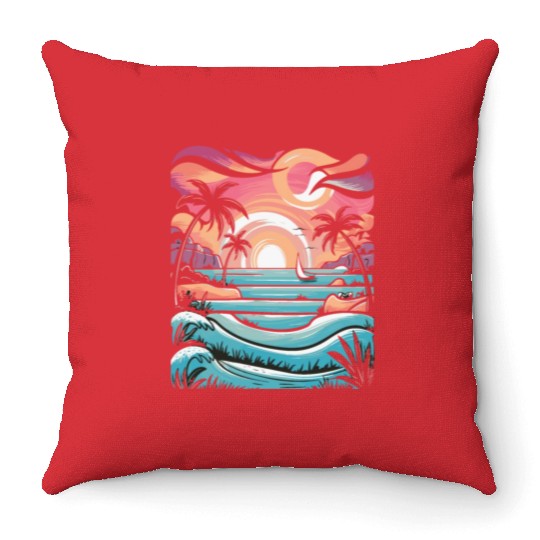 Azure Embrace Mediterranean Dreamscapes Throw Pillows