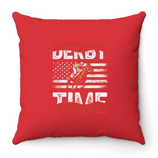 Derby Time Louisville Kentucky Horse Racing Throw Pillows