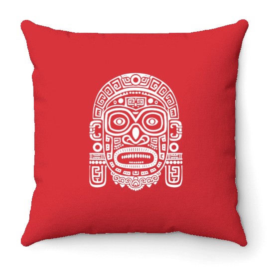 Maya God Mayan Mythology Ek Chuah Intricate Mask Throw Pillows