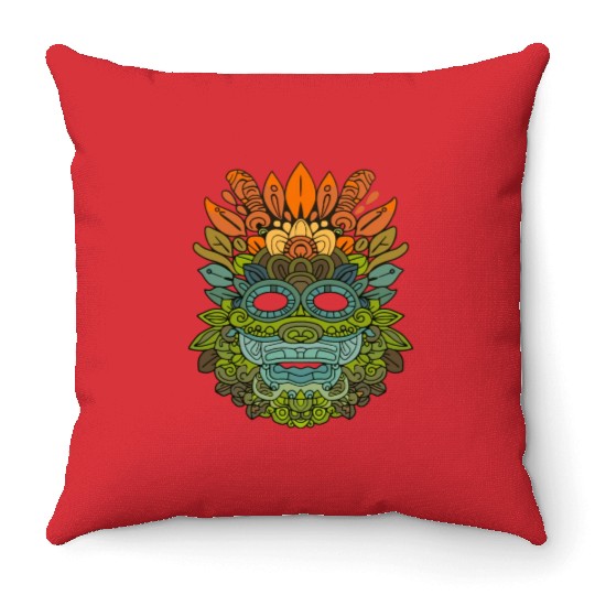Maya God Mayan Mythology Itzamna Colorful Tribal Throw Pillows