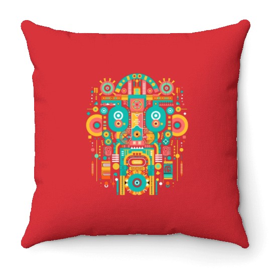 Maya God Mayan Mythology Itzamna Mask Art Throw Pillows