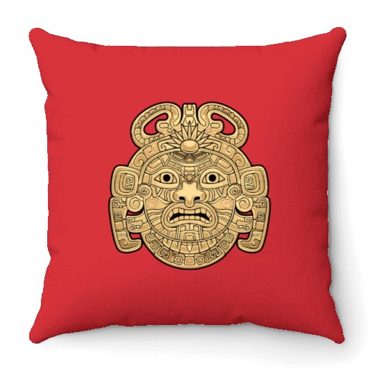 Maya God Mayan Mythology Ancient God K'inich Ahau Throw Pillows