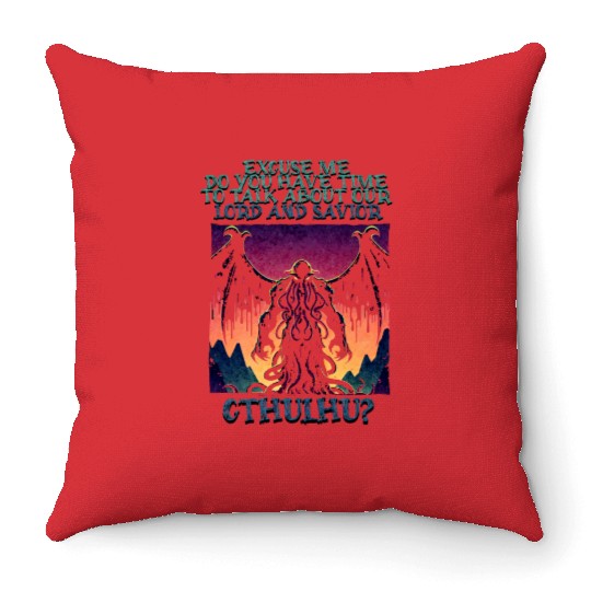 Lord & Savior Cthulhu Cult Lovecraft Necronomicon Throw Pillows
