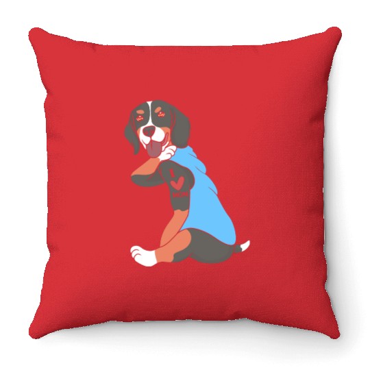 Cute Bernese Dog I Love Mom For Dog Mom Throw Pillows