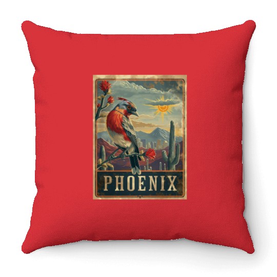 Retro Phoenix Arizonna Throw Pillows