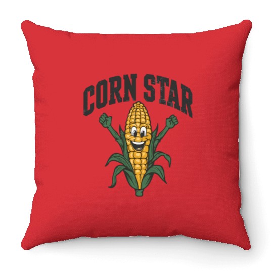 Funny Farm Food Throw Pillows Corny Cob Farmer Corn Star