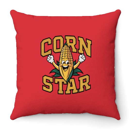 Funny Farm Food Throw Pillows Corny Cob Farmer Corn Star