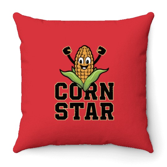 Funny Farm Food Throw Pillows Corny Cob Farmer Corn Star