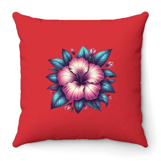 Blooming Beauty Hibiscus Throw Pillows