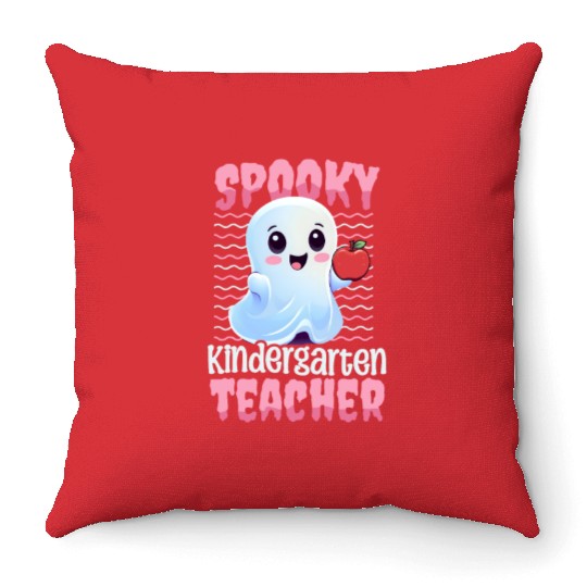 Kindergarten Teacher Spooky Kindergarten Teacher Throw Pillows