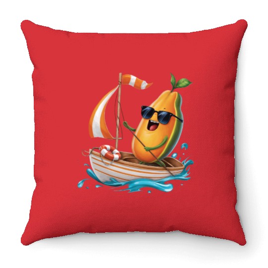 Fruit Boating Papaya Throw Pillows