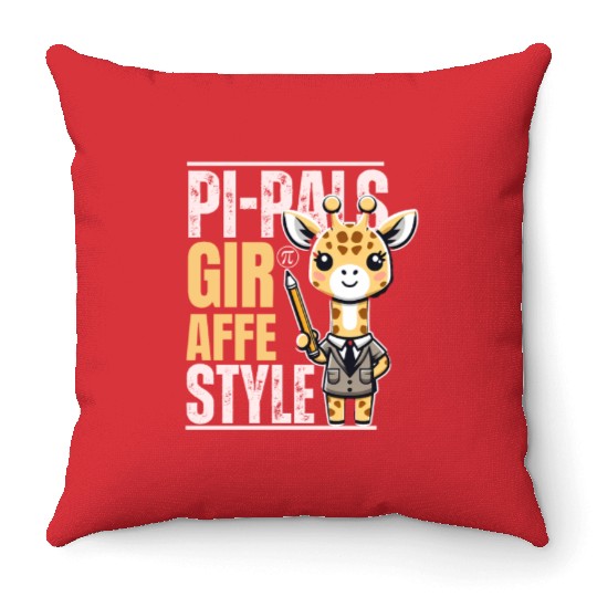 funny pi giraffe teacher, Funny Math Teacher Throw Pillows