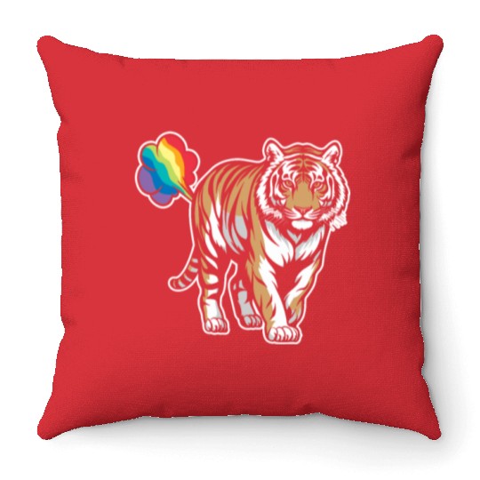 Tiger Funny Rainbow Fart Throw Pillows