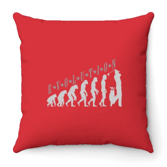 Golf Evolution design human evolution golf Throw Pillows