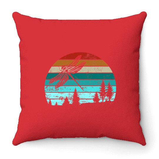 Dragonfly Vintage Retro Insect Nature Throw Pillows