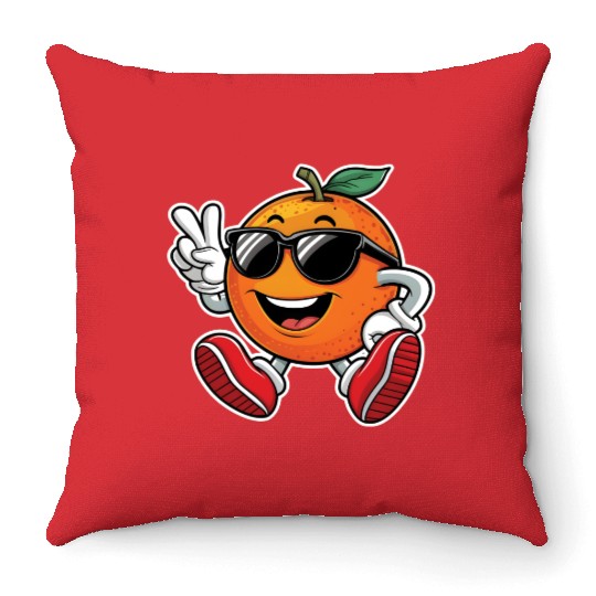 Funny Orange Fruit Relaxing Throw Pillows
