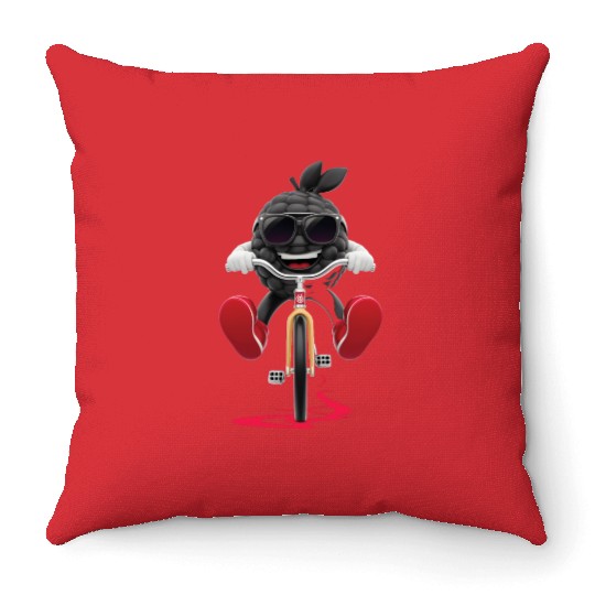 Blackberry Cycling On Bike Realistic Throw Pillows