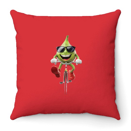 Fig Cycling On Bike Realistic Throw Pillows