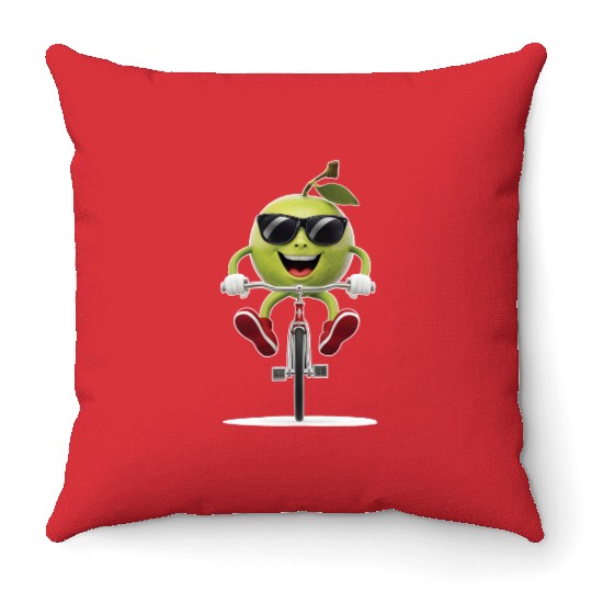Guava Cycling On Bike Realistic Throw Pillows